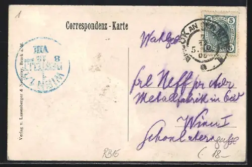 AK Bruck a. M., Rennfelde, Mädchen-Pensionat, Minoritenplatz und Höhere Forstlehranstalt