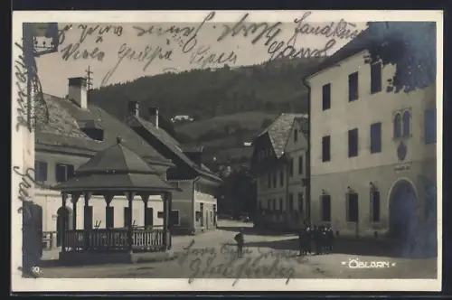 AK Öblarn, Ortspartie mit Pavillon