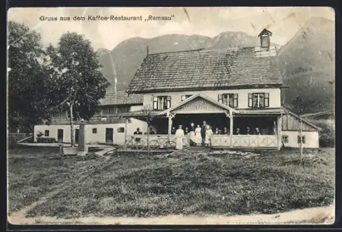 AK Ramsau, Café-Restaurant Ramsau vom Garten aus