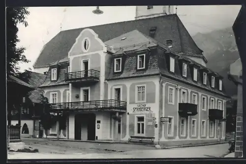 AK Gröbming, Hotel Spanberger mit Strassenpartie