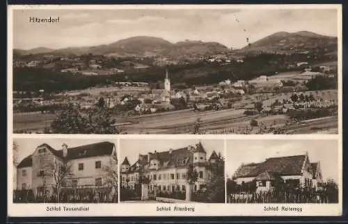 AK Hitzendorf, Blick zum Ort, Schloss Tausendlust, Schloss Altenberg, Schloss Reiteregg