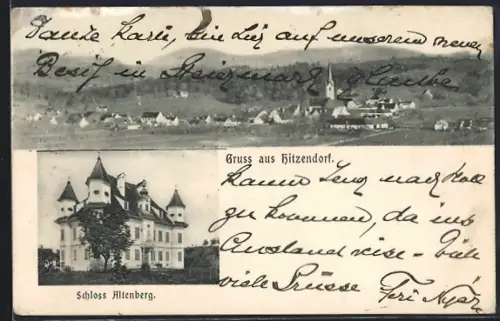 AK Hitzendorf, Ortsansicht und Schloss Altenberg