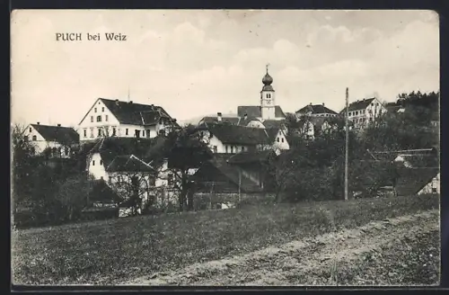 AK Puch, Ortsansicht mit Kirche