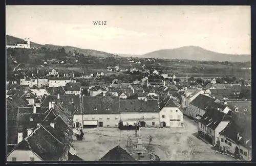 AK Weiz, Ortsansicht aus der Vogelschau