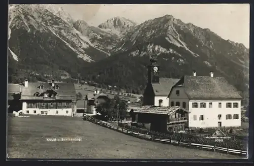 AK Schladming, Ortsansicht mit Kirche und Bergpanorama