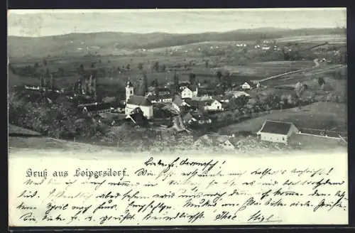 AK Loipersdorf, Gesamtansicht mit Feldern u. Fernblick aus der Vogelschau