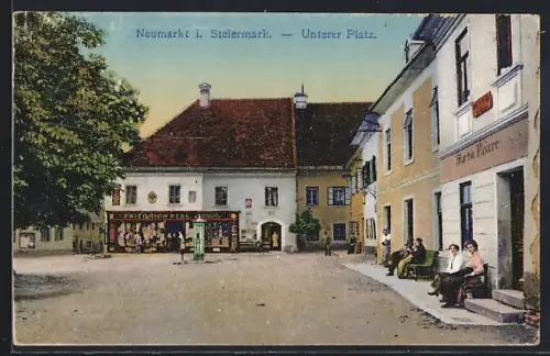 AK Neumarkt / Stmk., Geschäfte am Unteren Platz