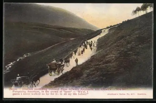 AK Keswick, Coaches ascending Dunmail Raise between Ambleside and Keswick