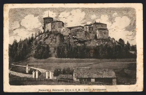 Künstler-AK Neumarkt / Stmk., Das Schloss Forchtenstein