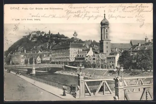 AK Graz, Franz Carl-Brücke und Schlossberg