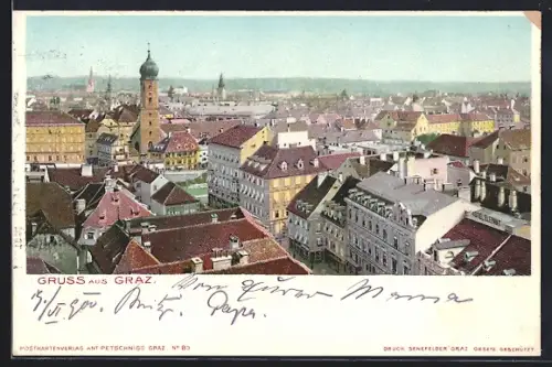 AK Graz, Ortsansicht aus der Vogelschau