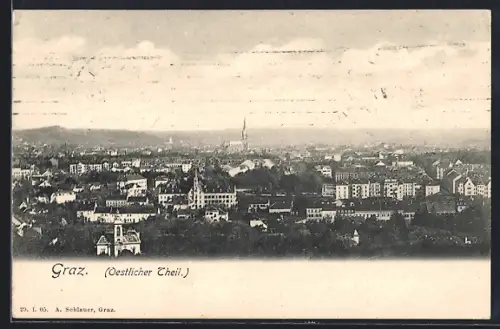AK Graz, Blick über den östlichen Teil der Stadt