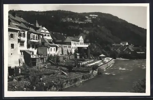 AK Murau /Steiermark, Ortspartie an der Mur mit Stolzalpe