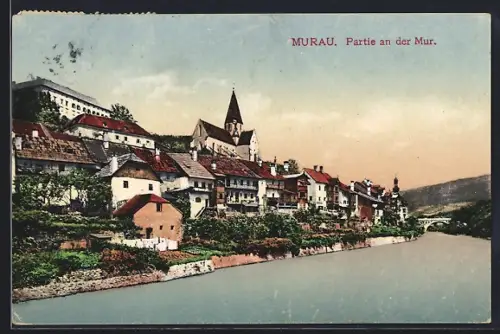 AK Murau / Mur, Partie an der Mur