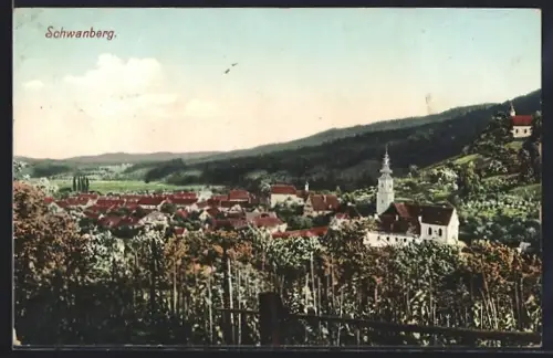 AK Schwanberg, Ortsansicht mit Kirche