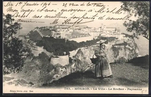 AK Monaco, La Ville, Le Rocher, Paysanne
