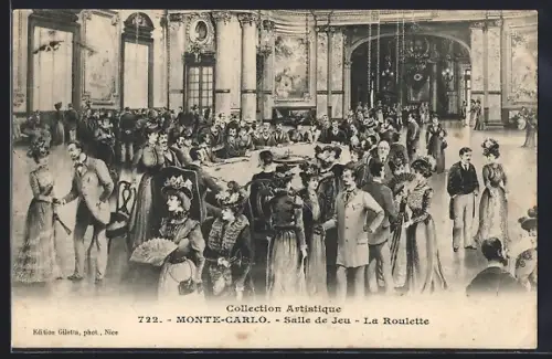 AK Monte-Carlo, vornehme Herrschaften spielen Roulette im Kasino