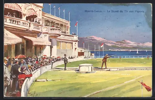 Künstler-AK Monte-Carlo, Le Stand du Tir aux Pigeons
