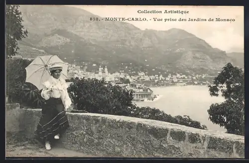 AK Monte-Carlo, Vue prise des Jardins de Monaco