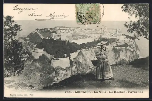 AK Monaco, La Ville, Le Rocher, Paysanne