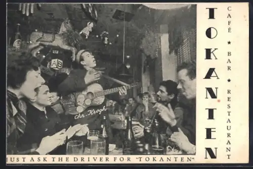 AK Kopenhagen, Café-Bar-Restaurant Tokanten, Feiernde Gäste mit Sänger Chr. Krogh
