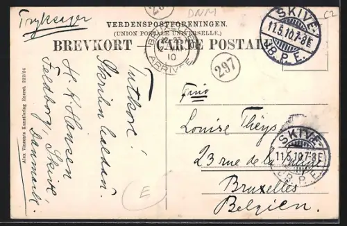 AK Skanderborg, Gebäudeansicht vom Wasser aus, Reiter