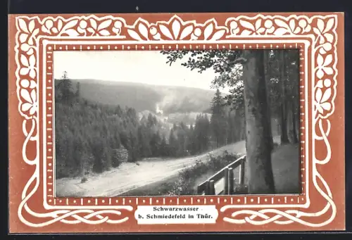 AK Schmiedefeld / Thür., Talblick im Schwarzwasser