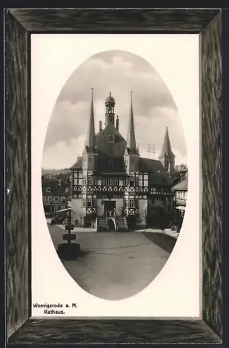 AK Wernigerode a. H., Rathaus mit Brunnen