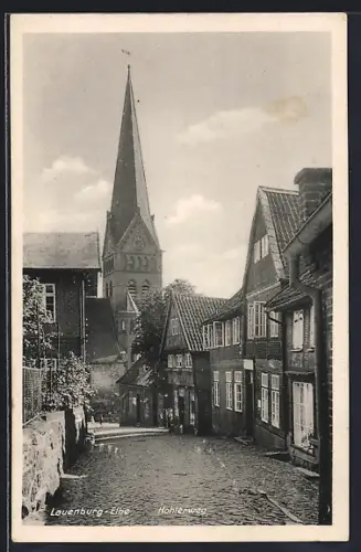 AK Lauenburg a.d.Elbe, der Hohlerweg und die Kirche
