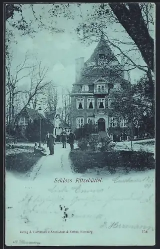 Mondschein-AK Ritzebüttel, Blick auf das Schloss