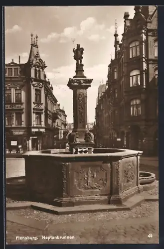 AK Flensburg, Partie am Neptunbrunnen