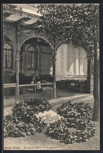 AK Bad Ems, Benedetti-Stein im Kurgarten