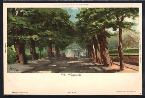 Künstler-AK Carl Biese: Kiel, Wasserallee im Sommer