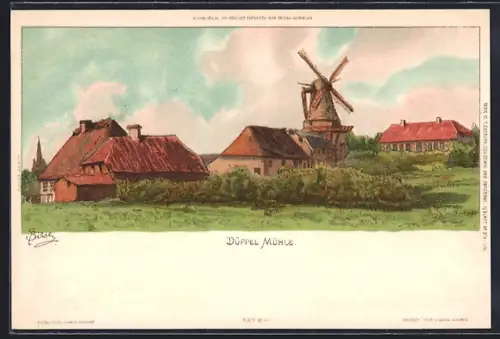 Künstler-AK Heinrich Kley: Sonderborg, Düppel Mühle
