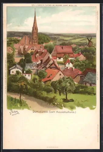 Künstler-AK Carl Biese: Schleswig, Ortsansicht vom Aussichtsturm