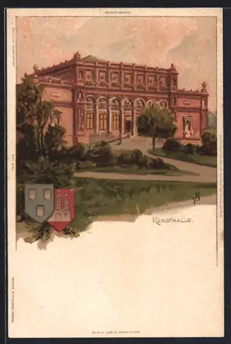 Künstler-AK Carl Biese Hamburg-St.Georg, Kunsthalle mit Wappen