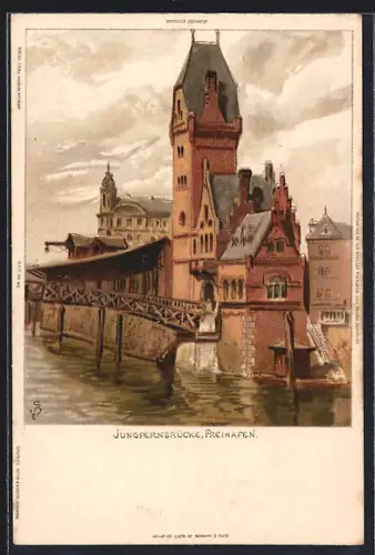 Künstler-AK Carl Biese: Hamburg, Jungfernbrücke, Freihafen