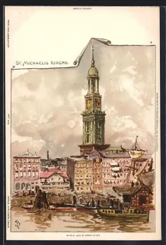 Künstler-AK Carl Biese: Hamburg, St. Michaeliskirche