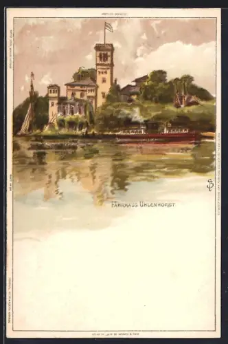 Künstler-AK C.Biese: Hamburg-Uhlenhorst, Dampfer am Fährhaus