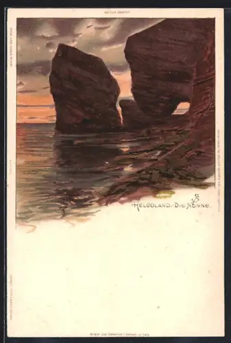 Künstler-AK C.Biese: Helgoland, Gesteinsformation Die Nonne