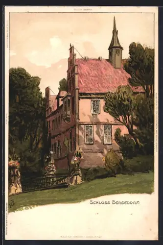 Künstler-AK Carl Biese: Hamburg-Bergedorf, Partie am Schloss Bergedorf