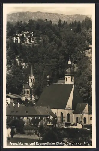 AK Berchtesgaden, Franziskaner- und Evangelische Kirche