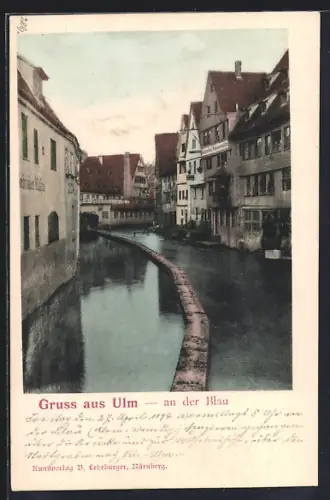 AK Ulm / Donau, Altstadt an der Blau