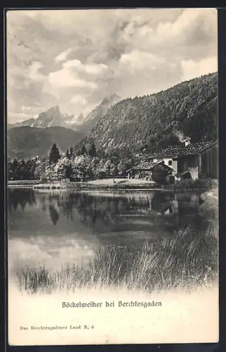 AK Böckelweiher bei Berchtesgaden, Weiher, Berge