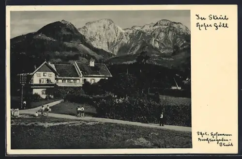 AK Strub /Berchtesgaden, Gasthof und Pension Strub mit hohem Göll