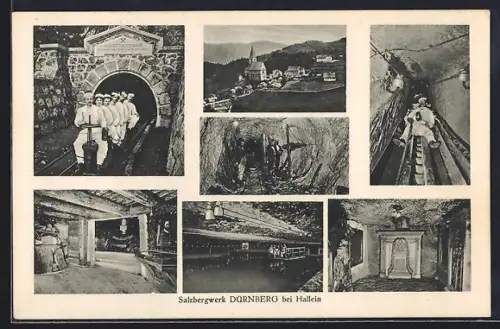 AK Dürnberg bei Hallein, Salzbergwerk, Stollen, Grubenbahn, unterirdische Anlagen