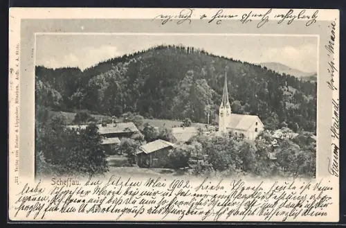 AK Scheffau, Ortsansicht aus der Vogelschau