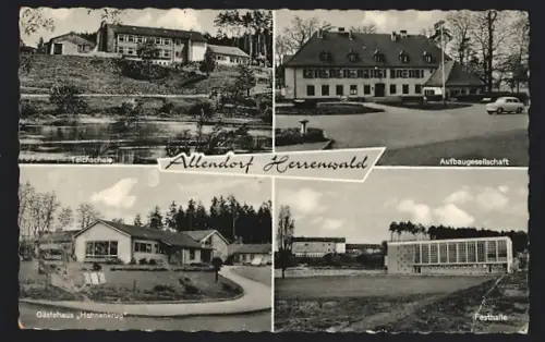 AK Allendorf Herrenwald, Gästehaus Hahnenkrug, Festhalle, Aufbaugesellschaft und Teichschule