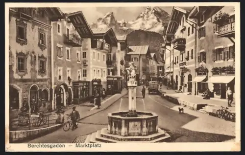 AK Berchtesgaden, Marktplatz, Watzmann