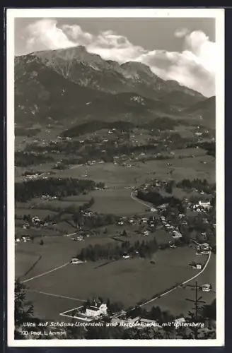 AK Schönau-Unterstein, Blick auf Schönau-Unterstein und Berchtesgaden mit Untersberg